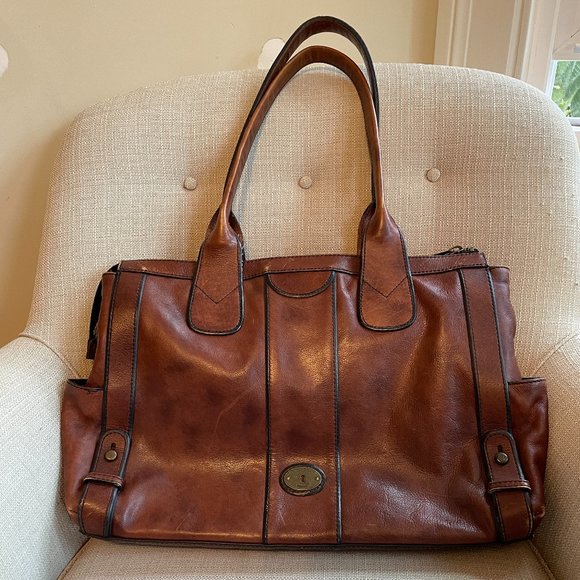 Fossil Bags Fossil Brown Leather Laptop Bag Poshmark